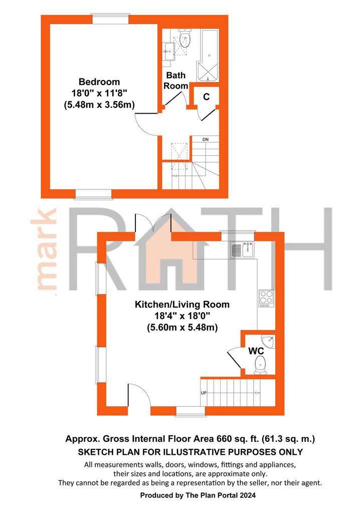 1 bedroom terraced house to rent - floorplan