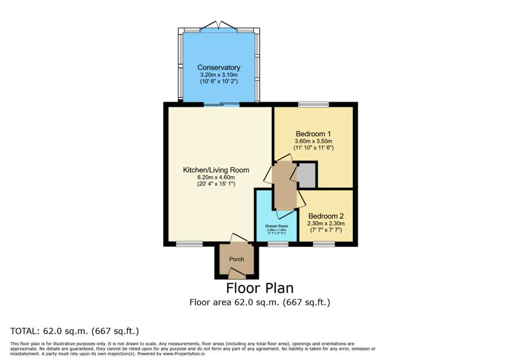 2 bedroom semi-detached bungalow for sale - floorplan