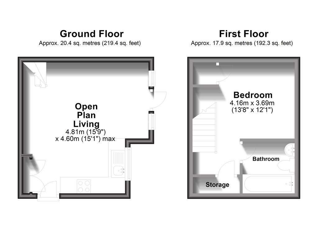 1 bedroom terraced house to rent - floorplan