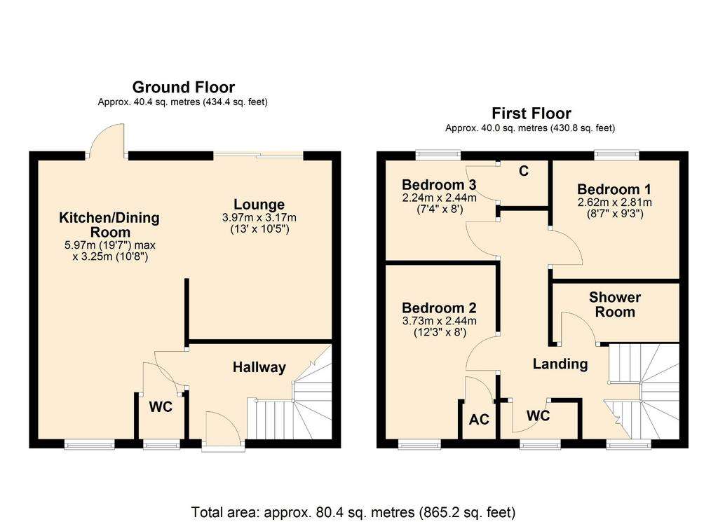 3 bedroom terraced house for sale - floorplan