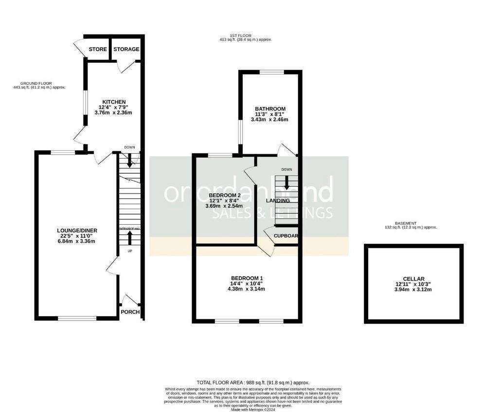 2 bedroom terraced house for sale - floorplan