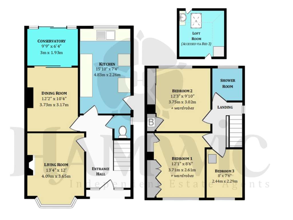 3 bedroom semi-detached house for sale - floorplan