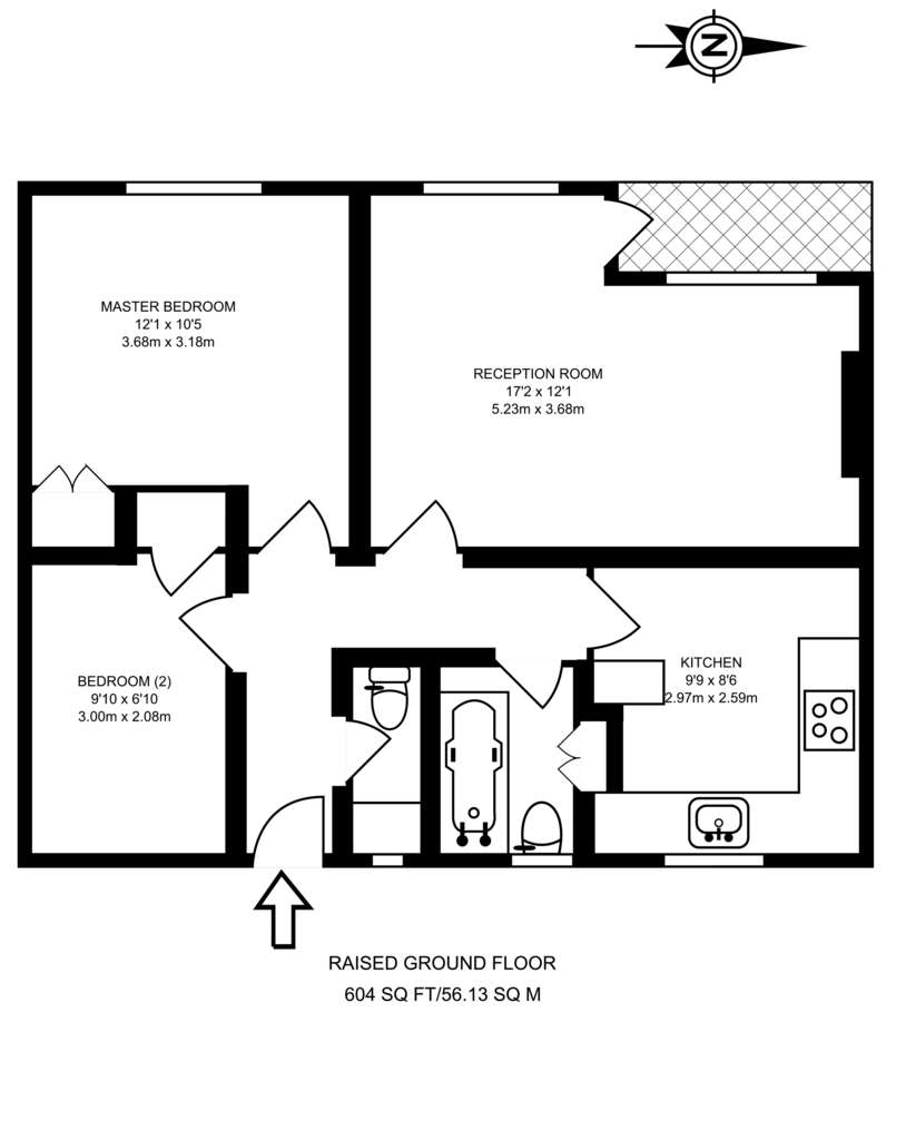 2 bedroom flat to rent - floorplan