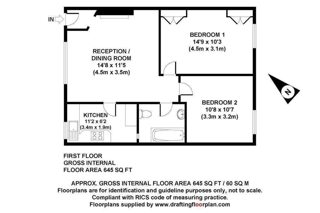 2 bedroom flat to rent - floorplan