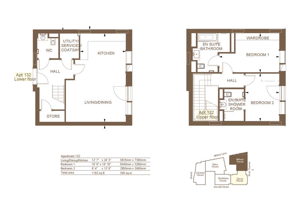 2 bedroom duplex apartment to rent - floorplan