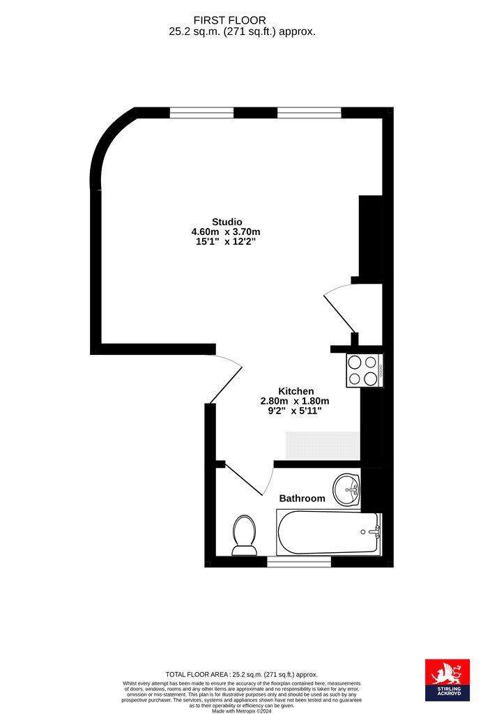 Studio flat to rent - floorplan