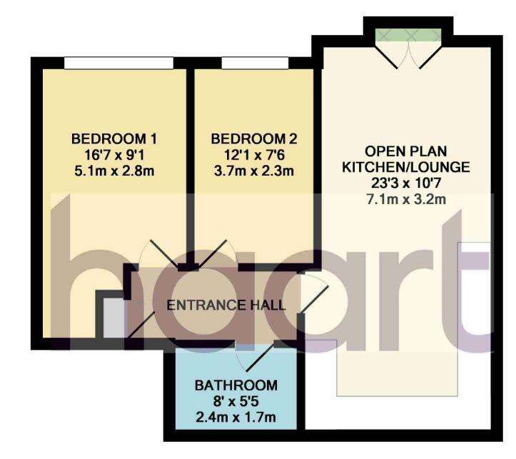 2 bedroom flat to rent - floorplan