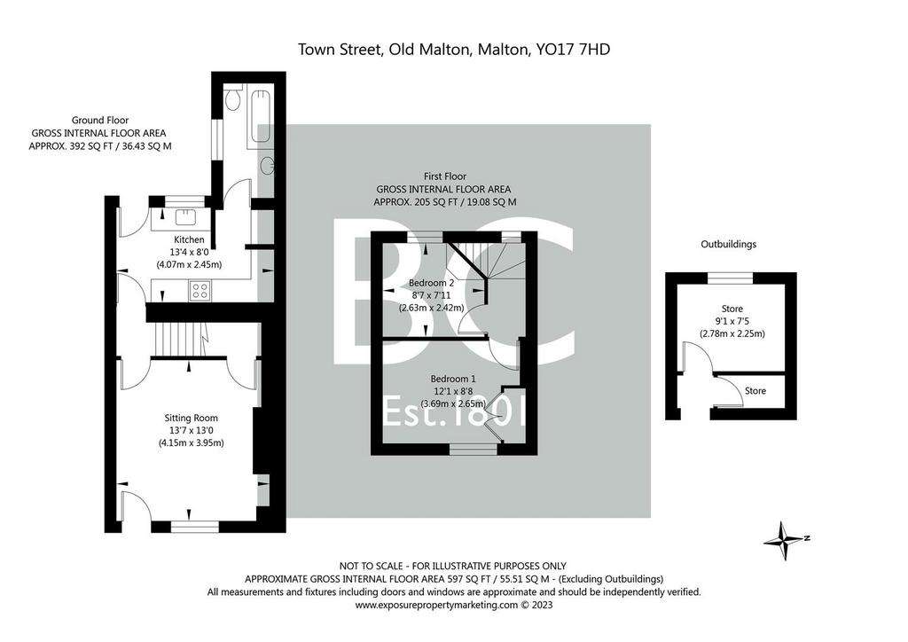 2 bedroom terraced house for sale - floorplan