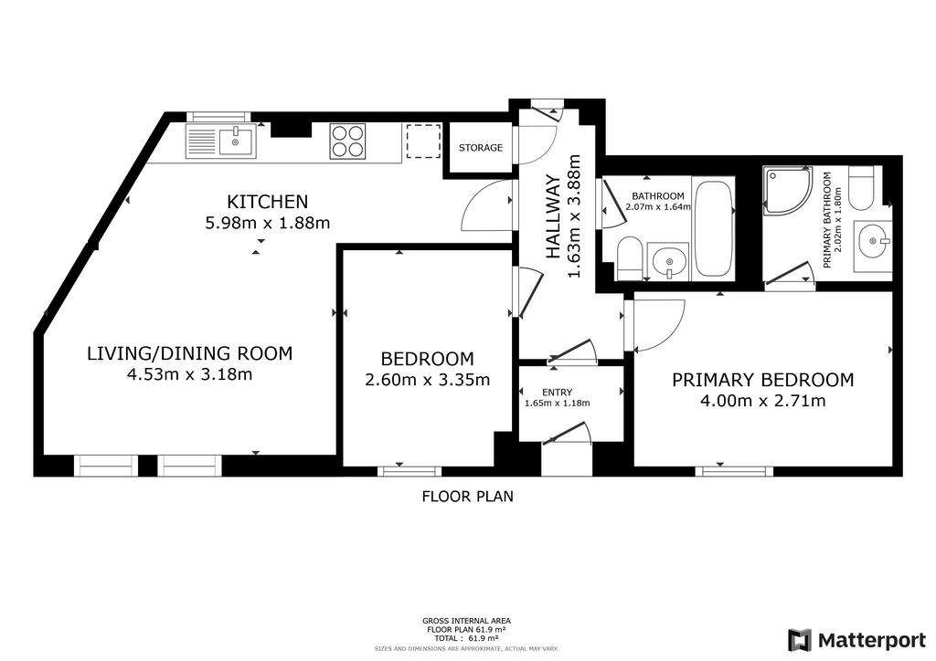 2 bedroom flat to rent - floorplan