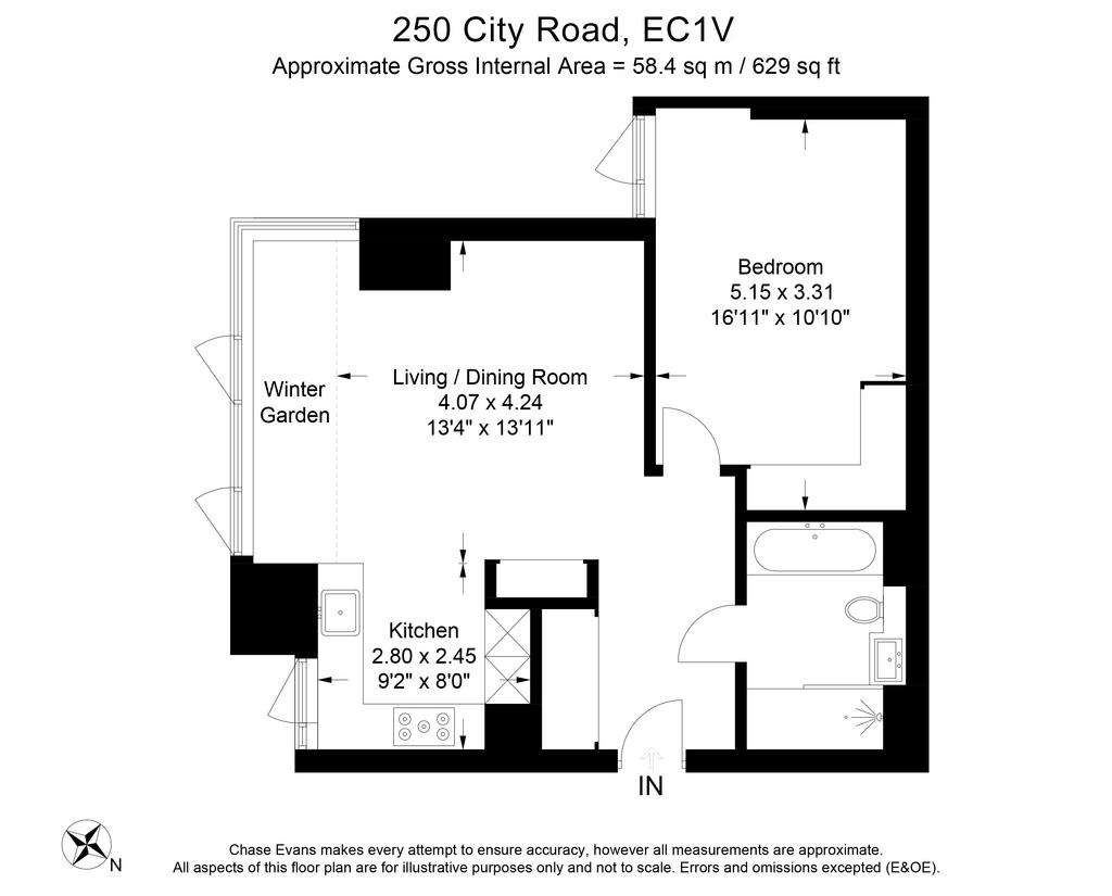 1 bedroom flat to rent - floorplan