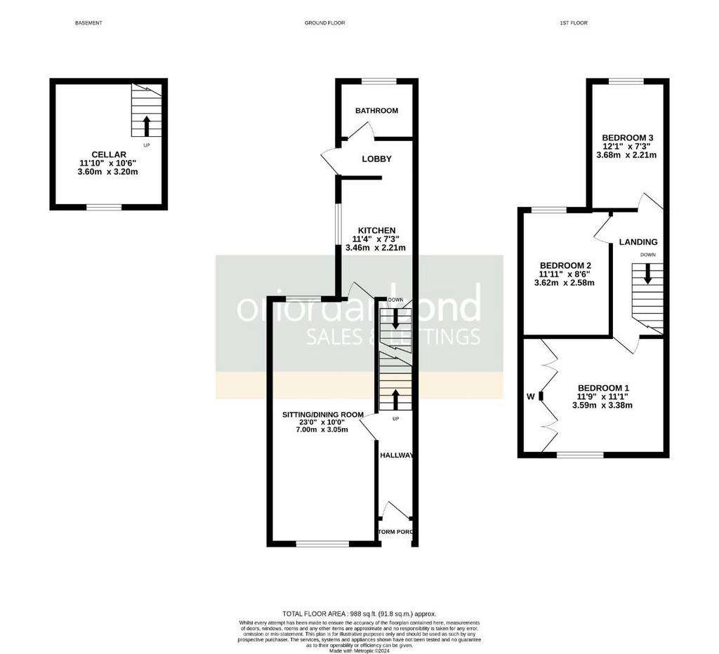 3 bedroom terraced house for sale - floorplan