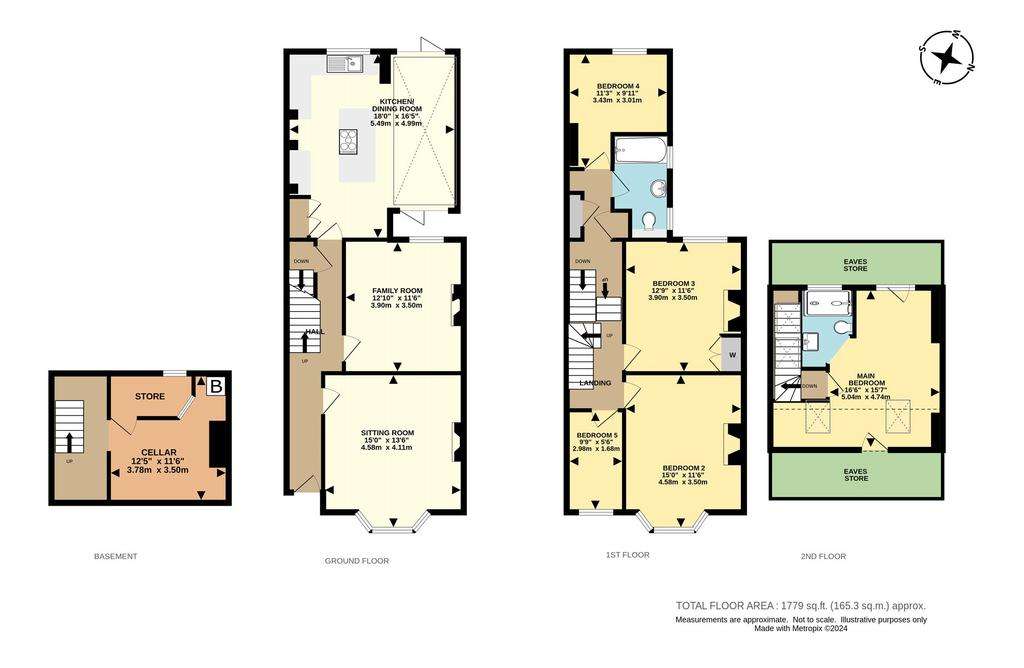 5 bedroom terraced house for sale - floorplan