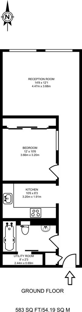 1 bedroom flat to rent - floorplan