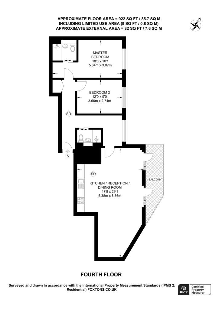 2 bedroom flat to rent - floorplan