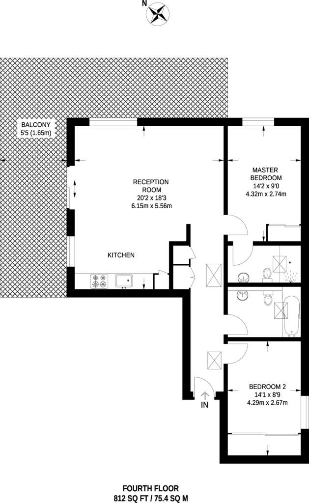 2 bedroom flat to rent - floorplan