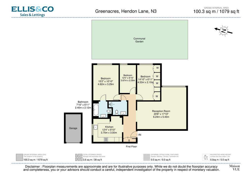 3 bedroom flat to rent - floorplan