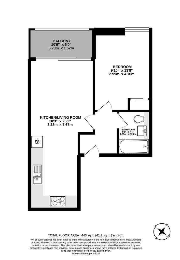 1 bedroom flat to rent - floorplan