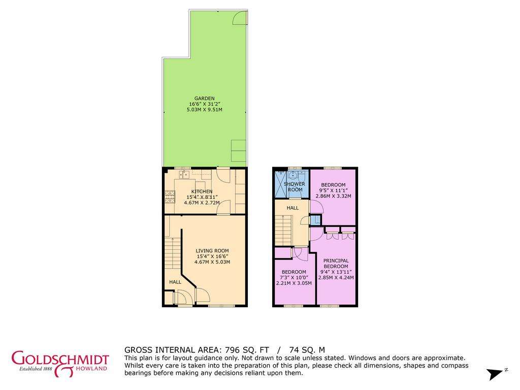 3 bedroom terraced house for sale - floorplan