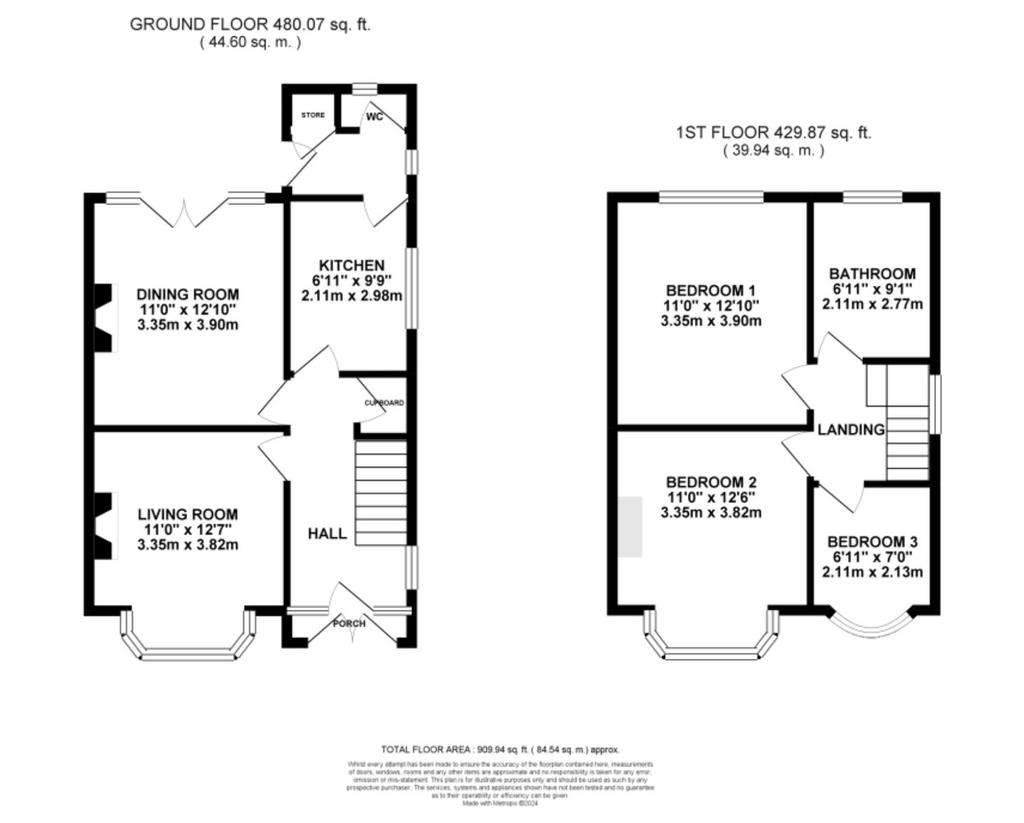 3 bedroom semi-detached house for sale - floorplan