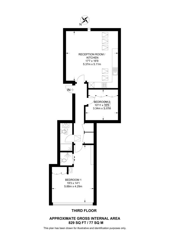 2 bedroom flat to rent - floorplan