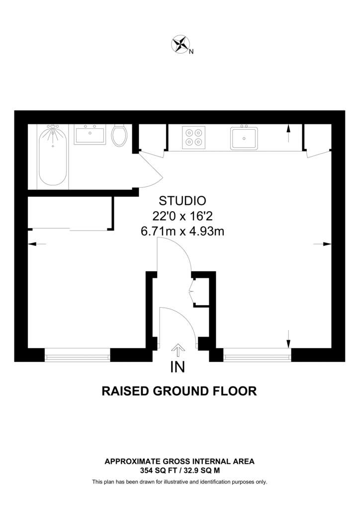 Studio flat to rent - floorplan