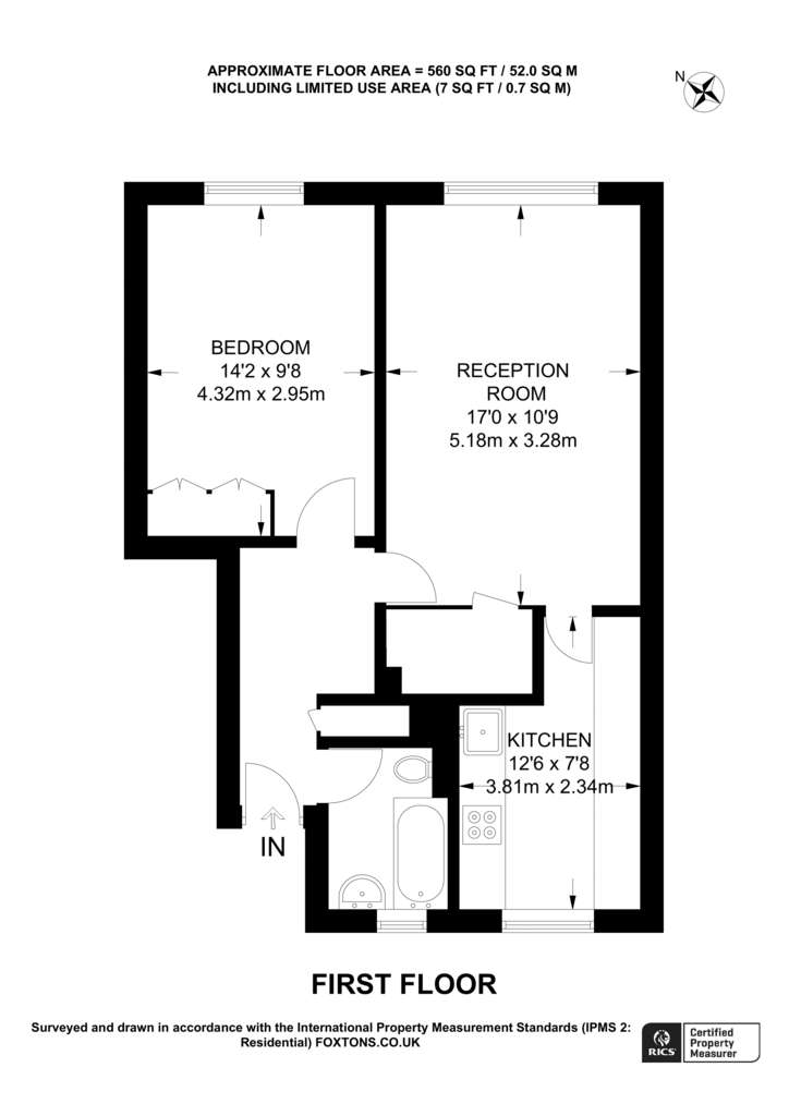 1 bedroom flat to rent - floorplan