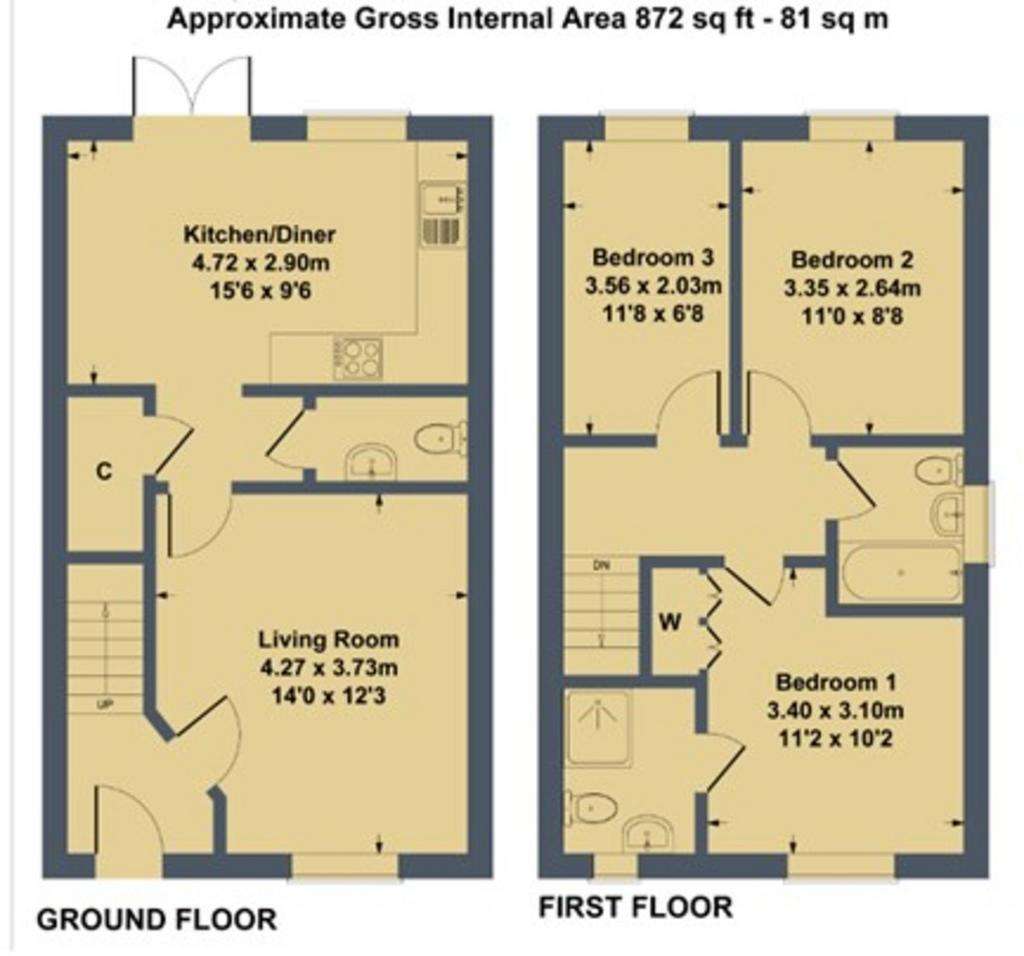 3 bedroom semi-detached house to rent - floorplan