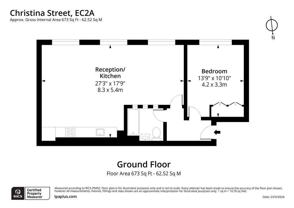 1 bedroom flat to rent - floorplan