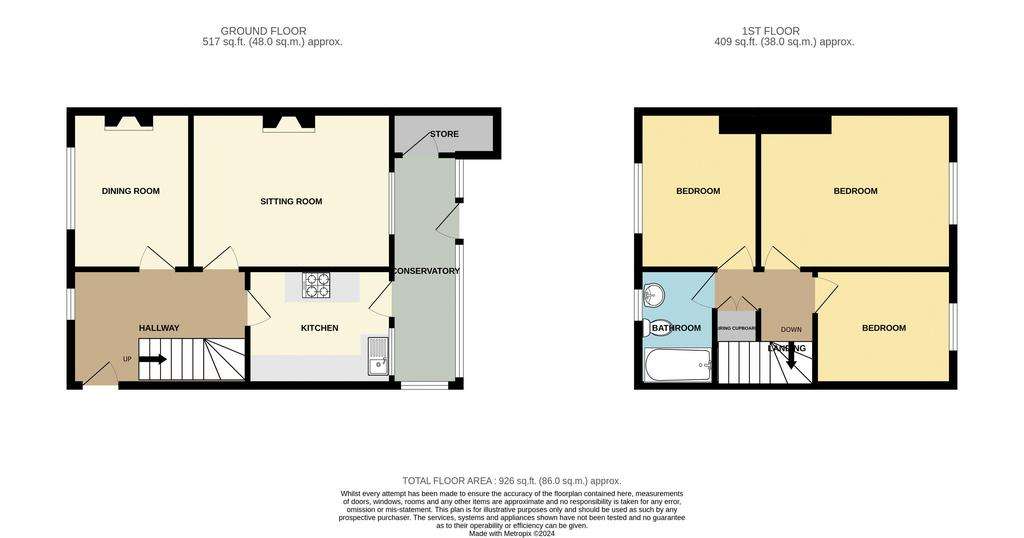 3 bedroom semi-detached house for sale - floorplan