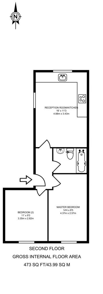 2 bedroom flat to rent - floorplan