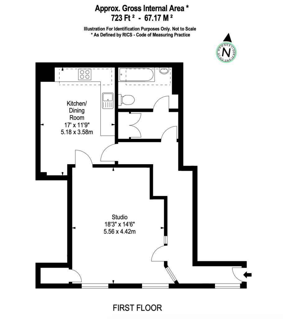 1 bedroom flat to rent - floorplan