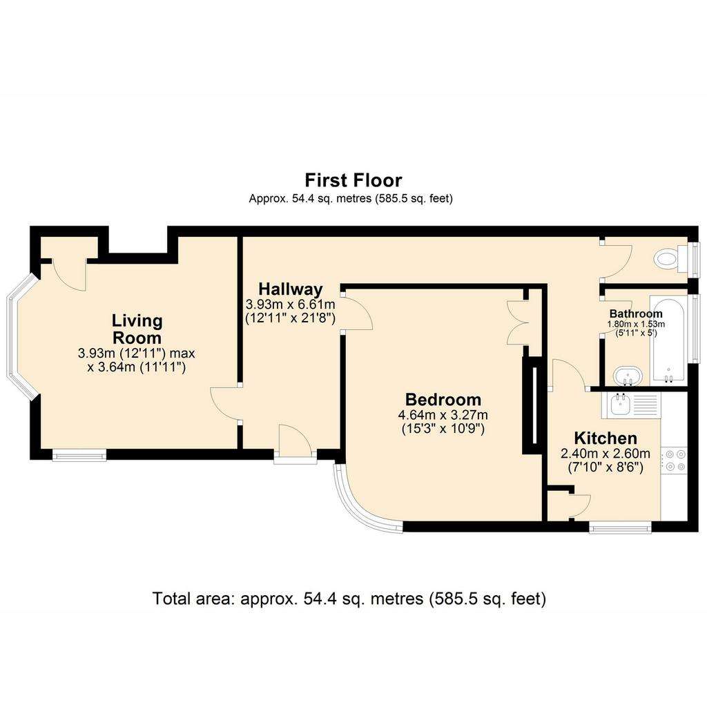 1 bedroom flat to rent - floorplan