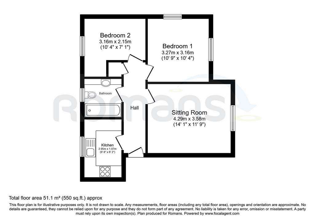 2 bedroom flat to rent - floorplan