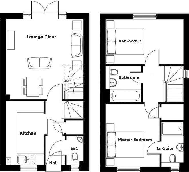 2 bedroom terraced house to rent - floorplan