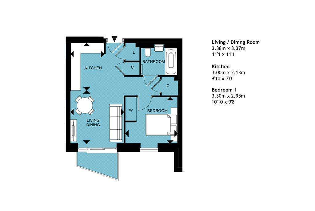 1 bedroom flat for sale - floorplan