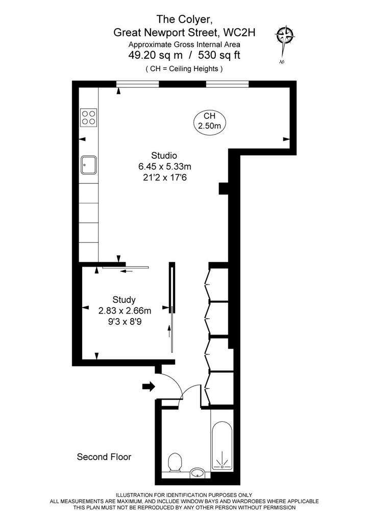 Studio flat to rent - floorplan