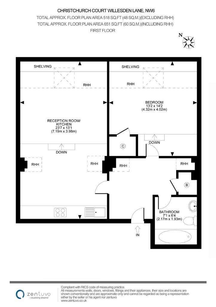 1 bedroom flat to rent - floorplan