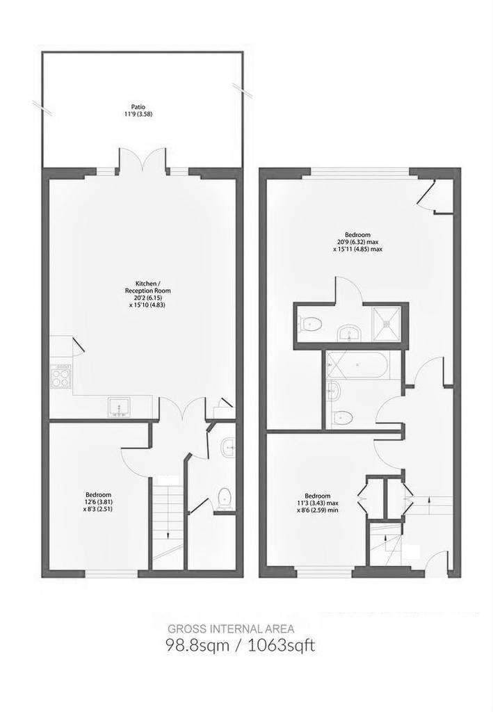 3 bedroom maisonette to rent - floorplan