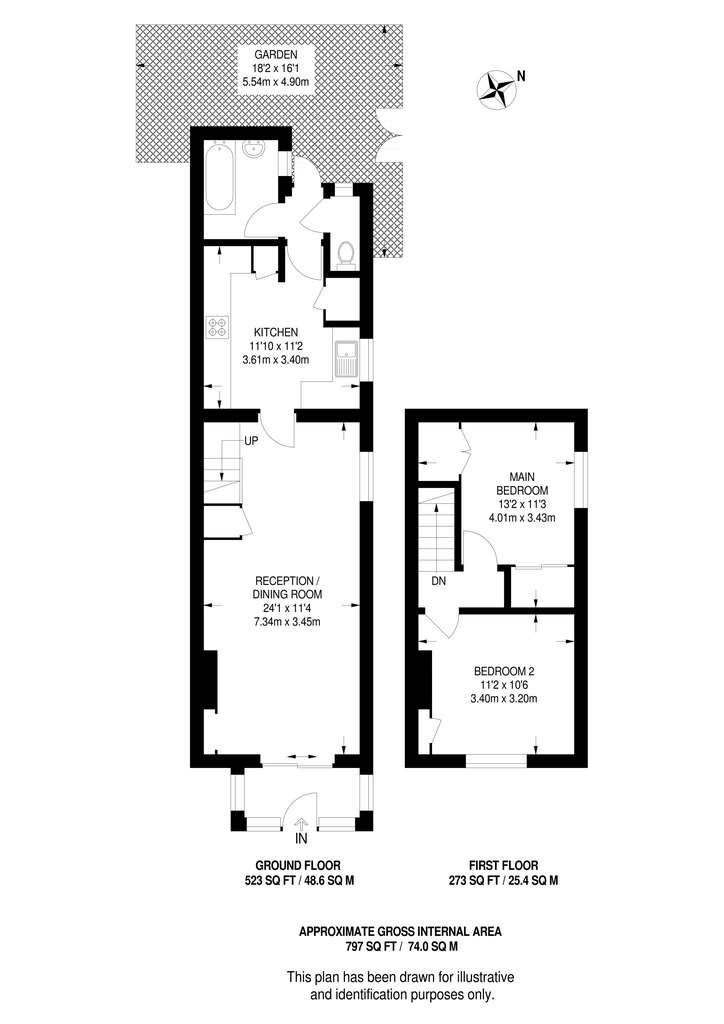 2 bedroom house to rent - floorplan