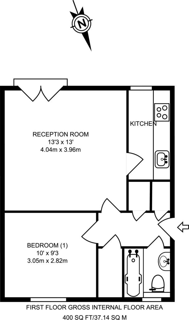 1 bedroom flat to rent - floorplan