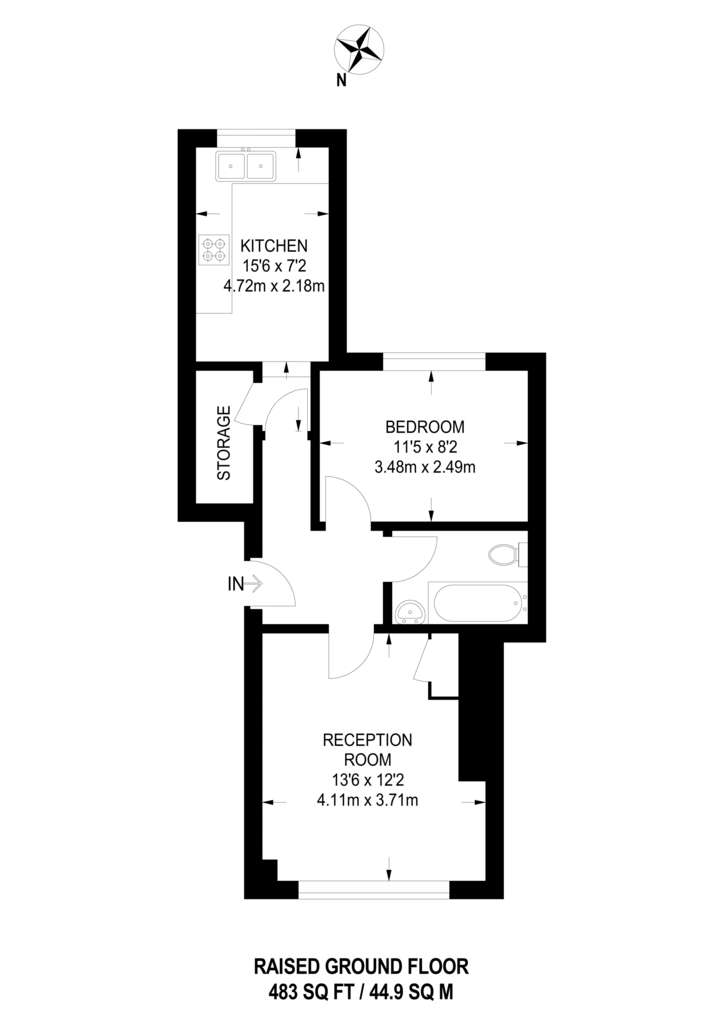 1 bedroom flat to rent - floorplan