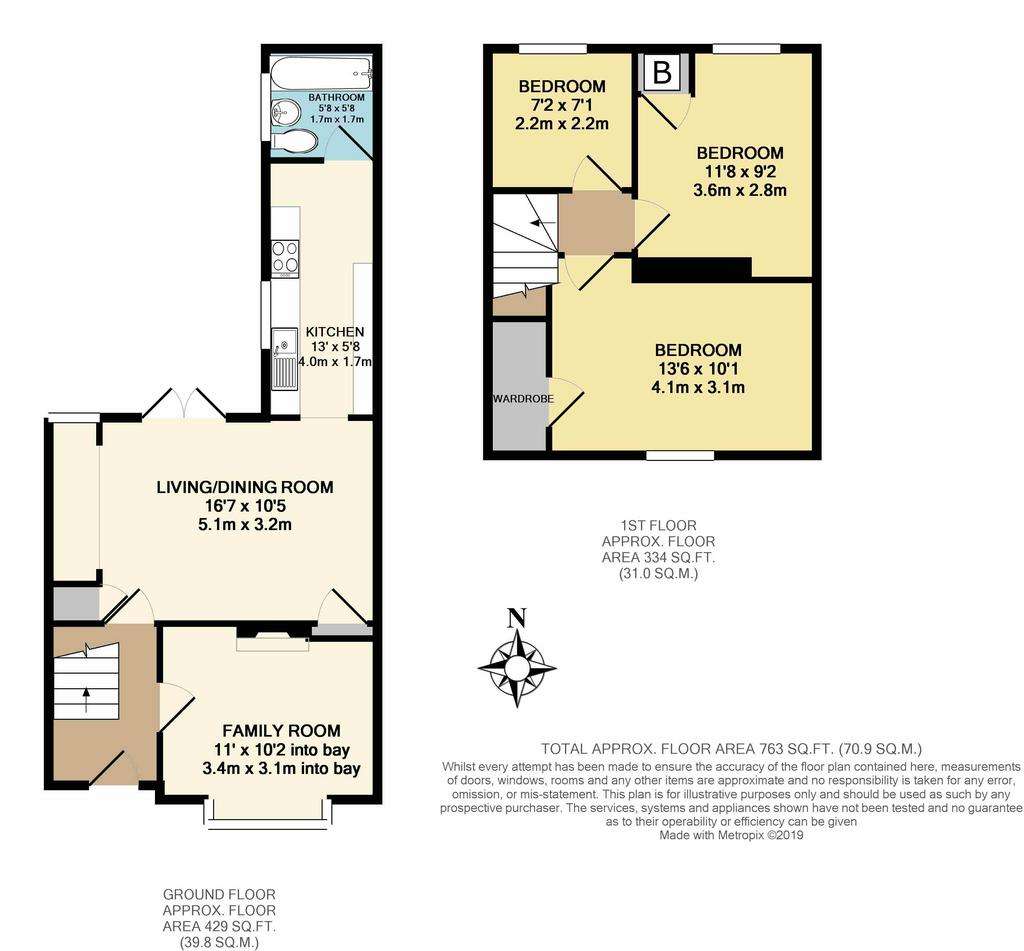 3 bedroom terraced house to rent - floorplan