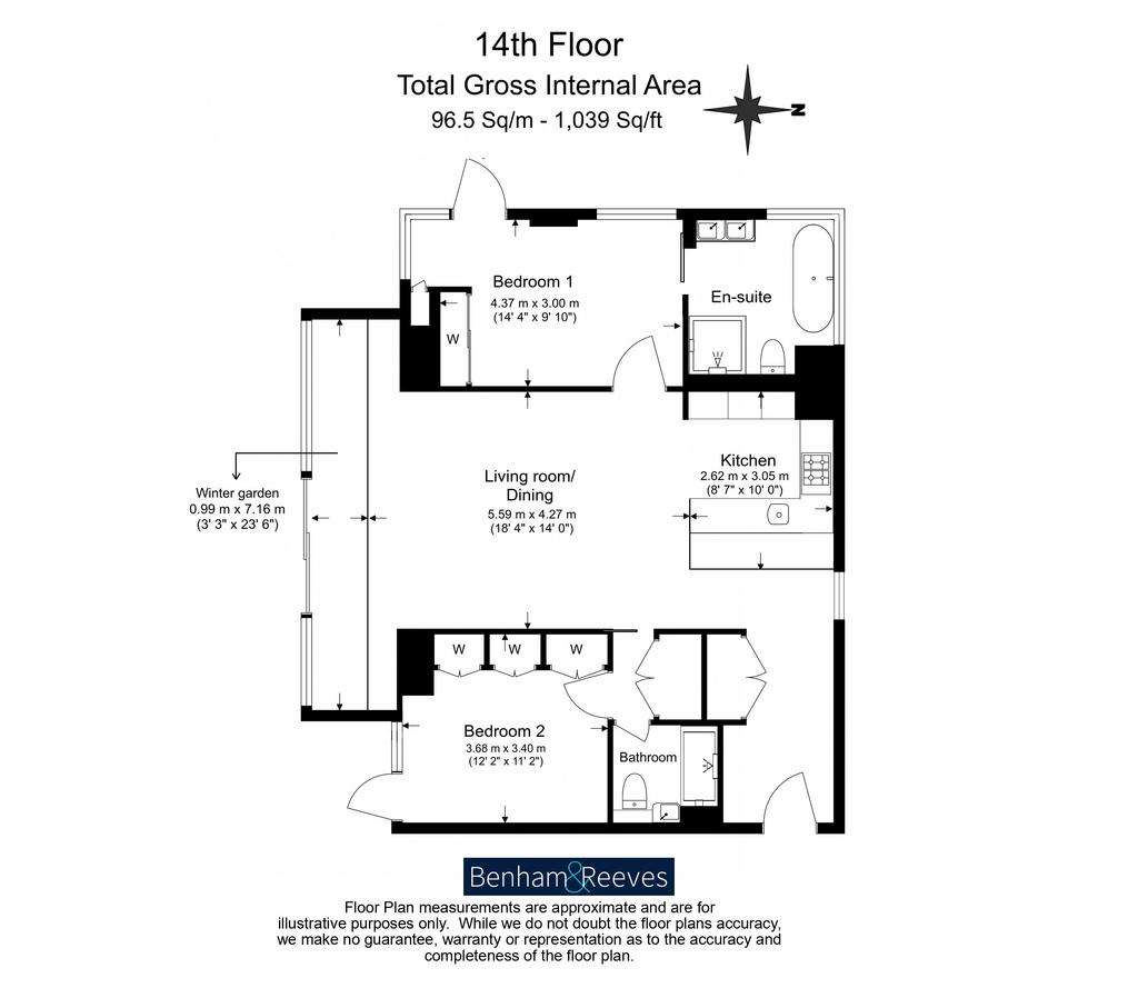 2 bedroom flat to rent - floorplan