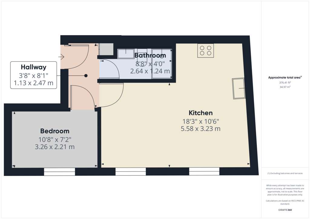 1 bedroom flat to rent - floorplan