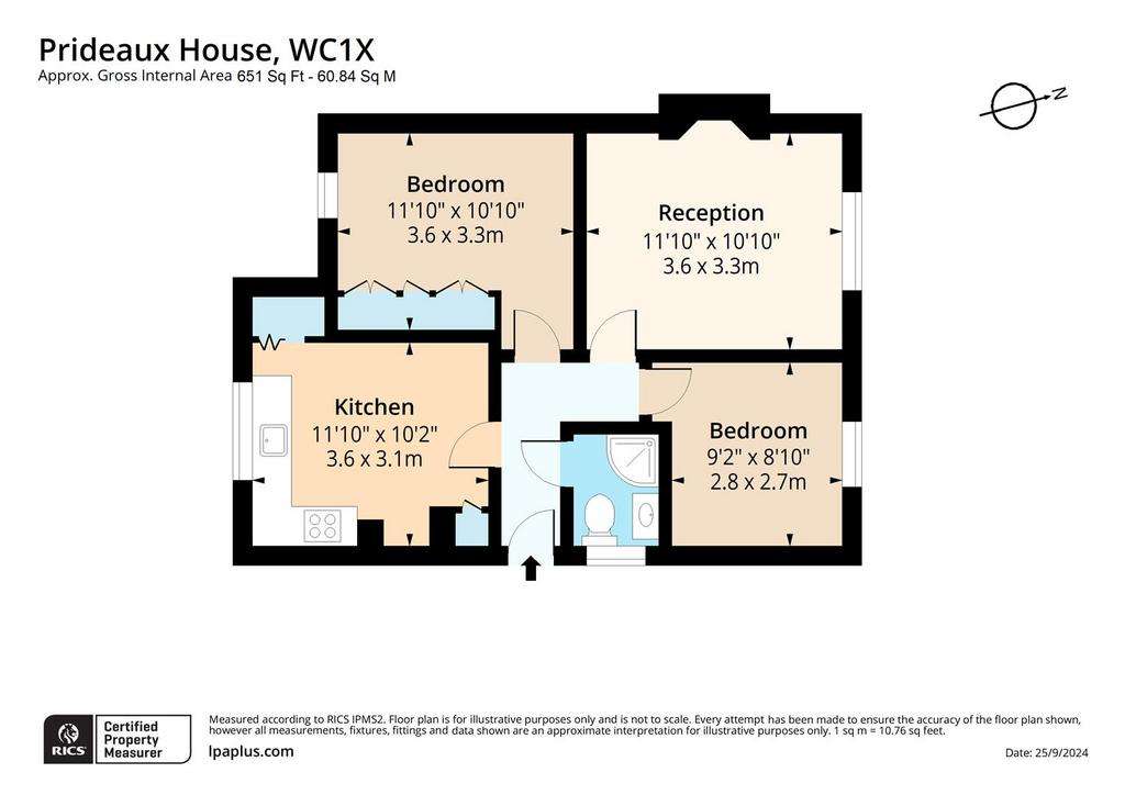 2 bedroom flat to rent - floorplan