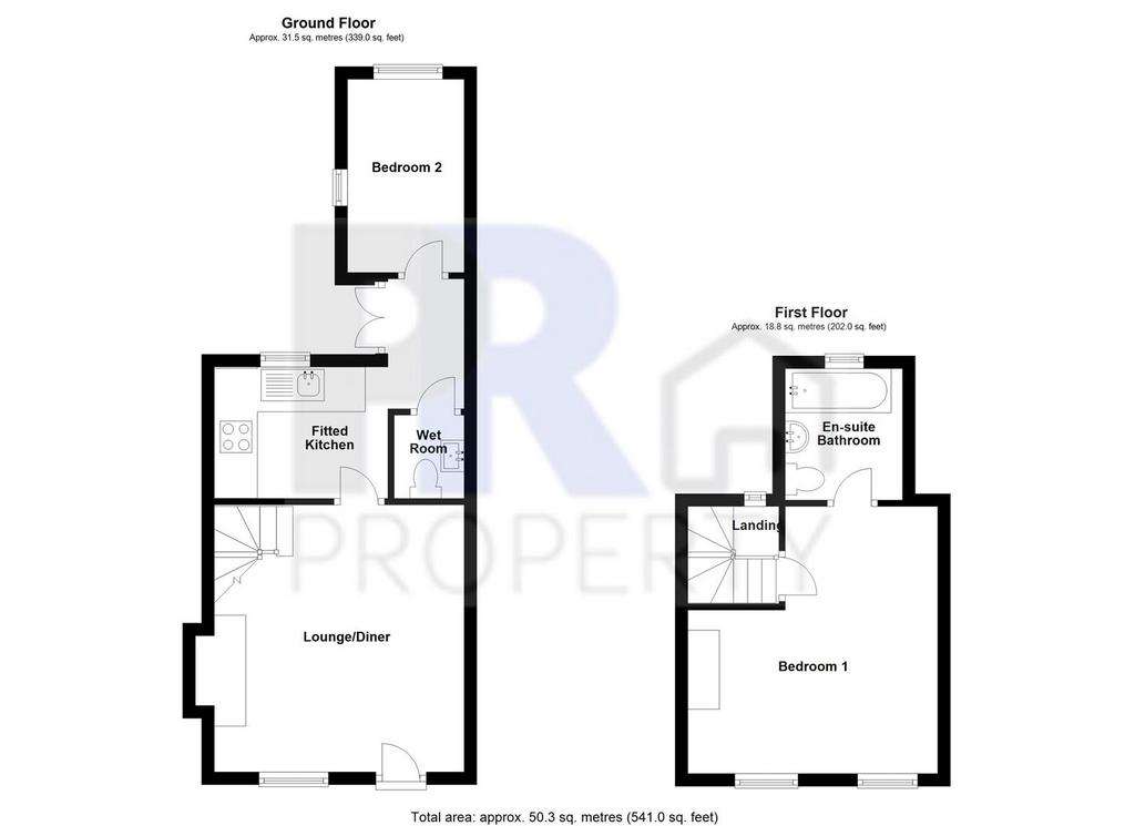 2 bedroom terraced house to rent - floorplan