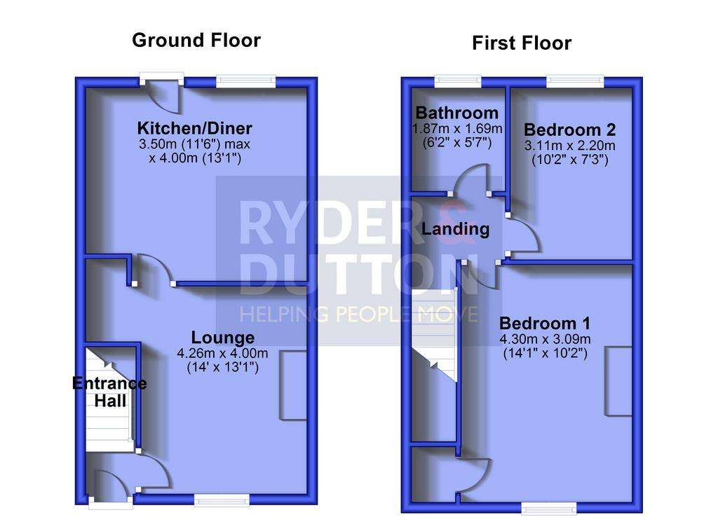 2 bedroom terraced house for sale - floorplan