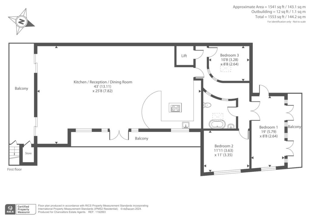 2 bedroom flat to rent - floorplan