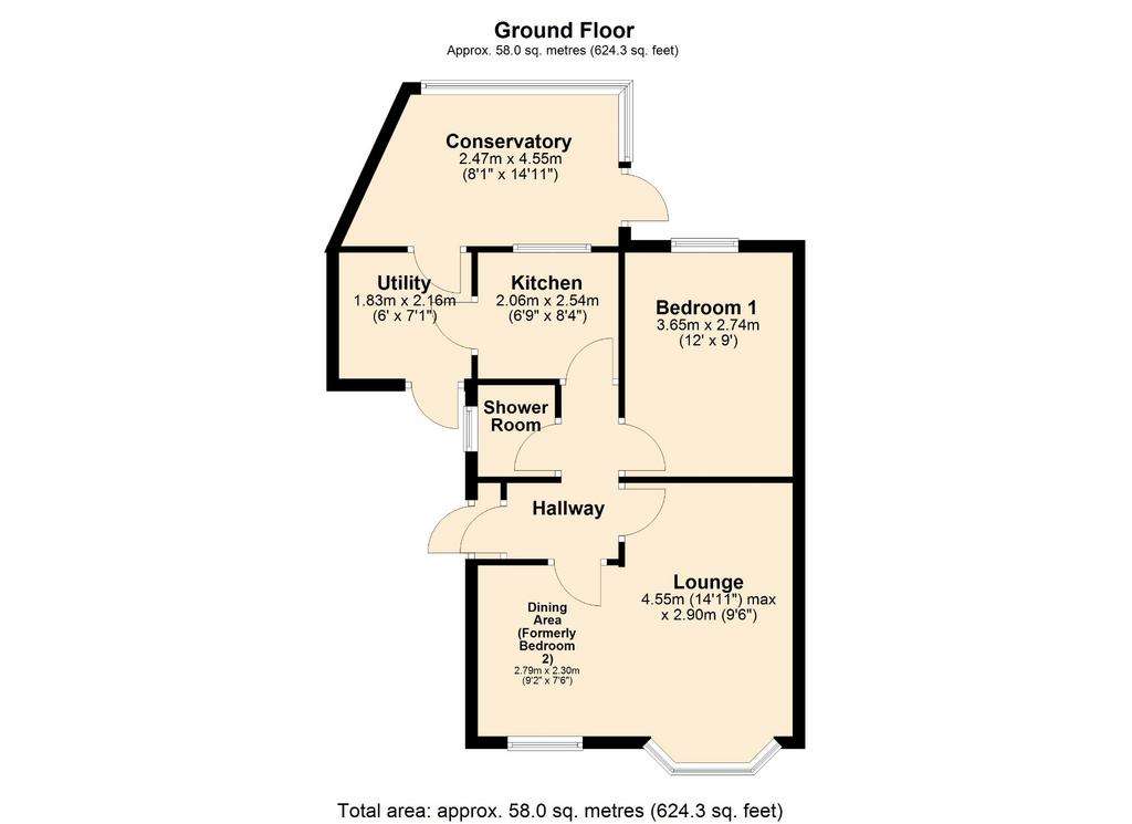 1 bedroom semi-detached house for sale - floorplan