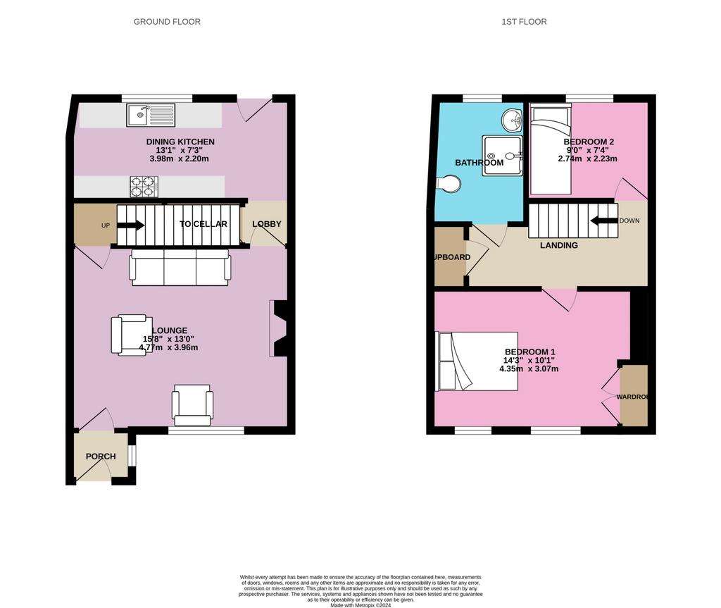 2 bedroom end of terrace house for sale - floorplan